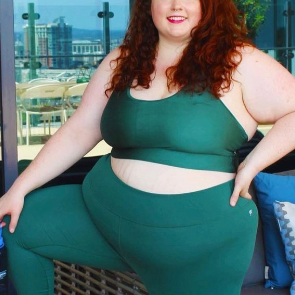 Fabletics Sports Bra Green Lamé 3X